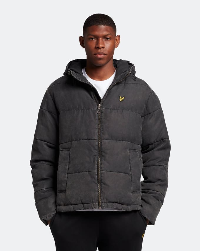 Lyle & Scott gewassen gewatteerd jack in zwart
