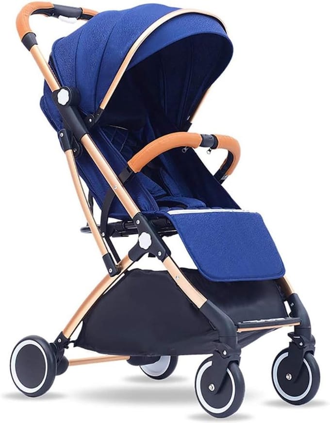 Kinderwagen - Babybuggy - Veilig op pad - Verstelbare rugleuning - 7 kg - Blauw