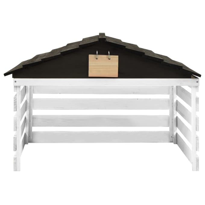 vidaXL - Overkapping - voor - grasmaaier - 78x74x54 - cm - vurenhout - zwart - en - wit