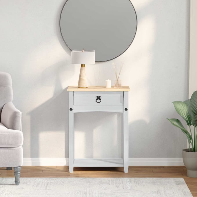vidaXL - Console - tafel - Wit - 55 - x - 35 - x - 73 - cm - Massief - grenenhout