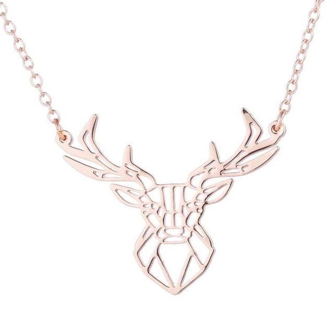 24/7 Jewelry Collection Hert Ketting - Gewei - Rosé Goudkleurig