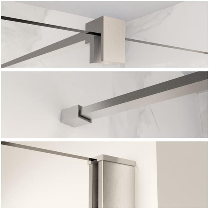 FugaFlow Eccelente Vetro profielset 200cm + stabilisatiestang 120cm geborsteld rvs -