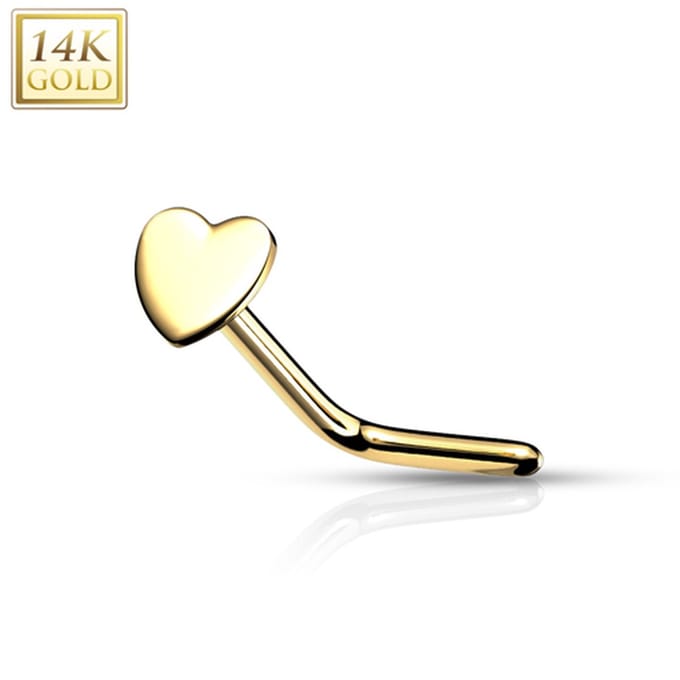 Piercing 14kt L-bend hartje 0.8x6x3 - goud - LMPiercings