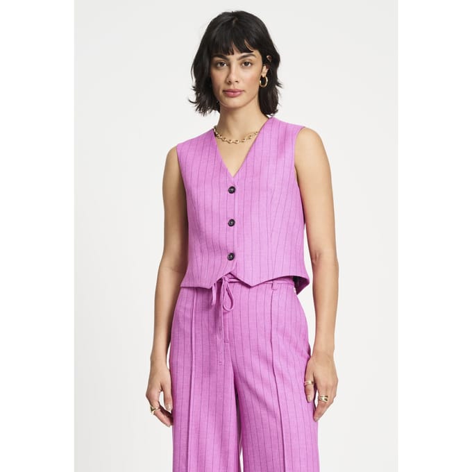 POM Amsterdam Gilet - Rose Doux Striped Taglia: 44 | Gilet Outlet | Donna | Rosa