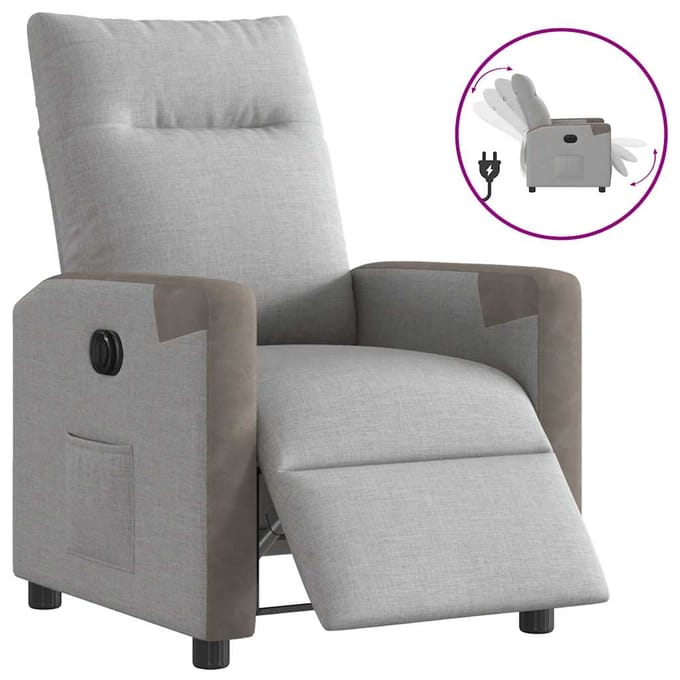 vidaXL - Fauteuil - elektrisch - verstelbaar - stof - wolk - grijs