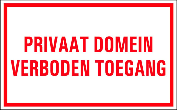 Privaat domein tekststicker 320 x 200 mm