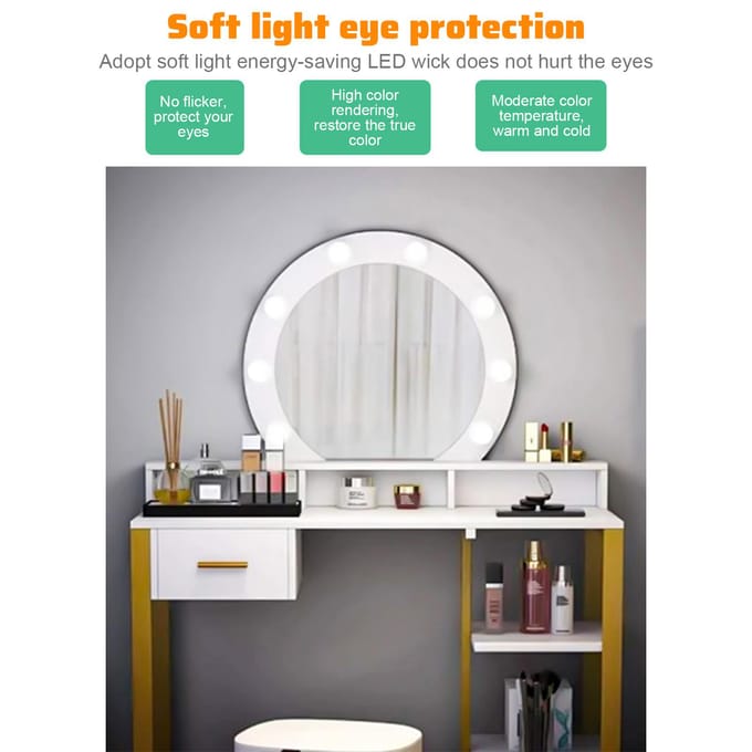 LED Make-up Spiegel Lamp Spiegel Voorlamp USB Make-up Licht Driekleurig Dimbaar Spiegellicht 2 Bulbs