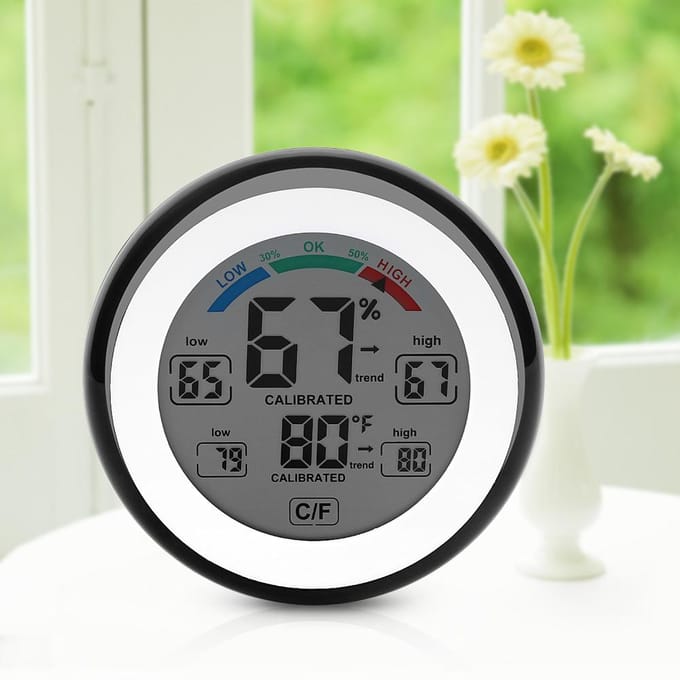 Digitale hygrometer thermometer voor binnen LCD-display vochtigheid temperatuur meter zwart Black gray