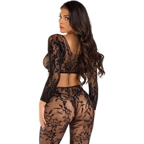 Leg Avenue - Lace Fishnet Lingerie set - Zwart