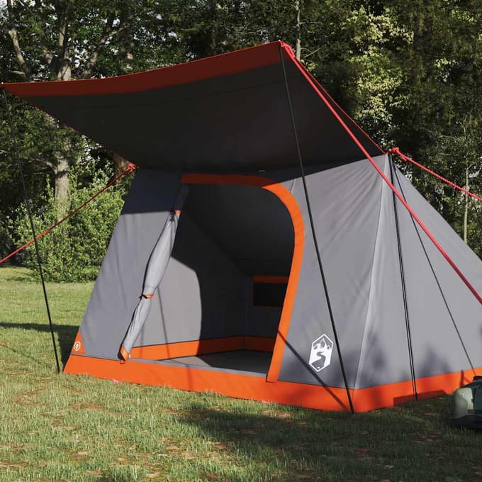 vidaXL - Camping - Tent - 2-persoons - Grijs - en - Oranje - taft - Waterdicht