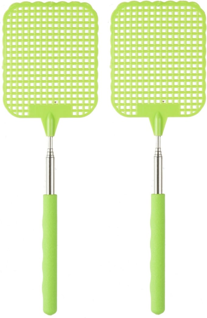 Ibergarden Vliegenmepper compact - 2x - Uitschuifbaar tot 60 cm - groen - Insecten killer