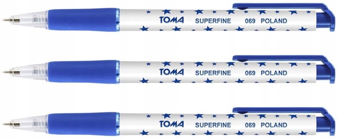 3x Blauwe Pen Sterren 0.5mm Automatisch Schrijven - TOMA