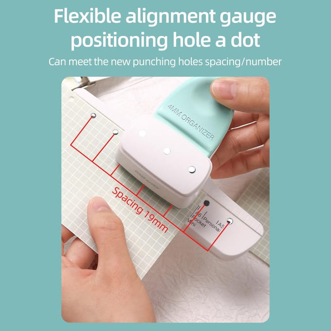 KW-trio 9027 Losbladige perforator Dagelijkse planner Verstelbare 3-gaats papierperforator voor A8 Mini / A7 / wit
