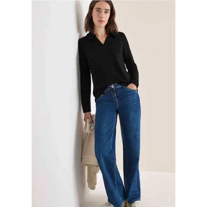 Poloshirt met gebreide look