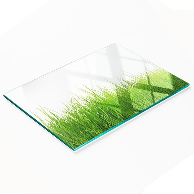 Keuken serveerplank van gehard glas met grasmotief, 80x52 cm