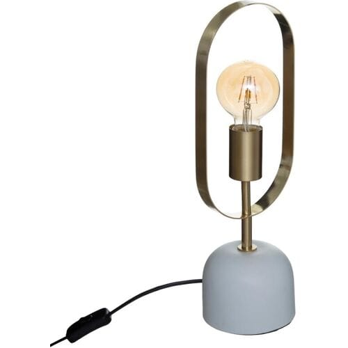 Tafellamp goudkleurig met witte marmerlook voet hoogte 44 cm