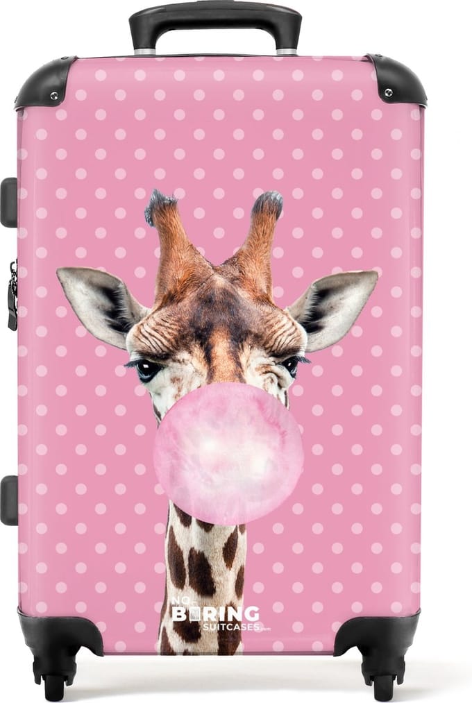 NoBoringSuitcases.com® - Kinderkoffer meisjes giraffe - Reiskoffer kinderen groot - 20 kg bagage