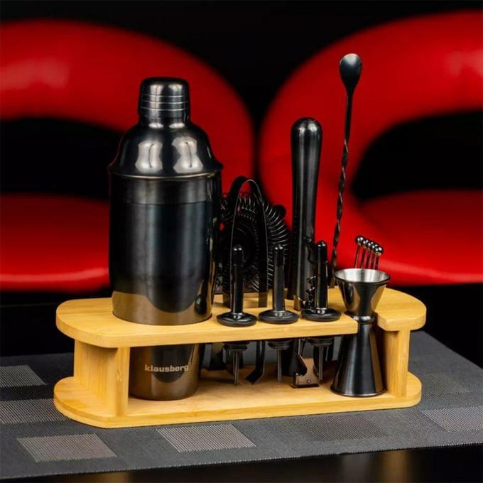 Klausberg 7582 - Barset - cocktailset - bartending - 16 delig - Zwart