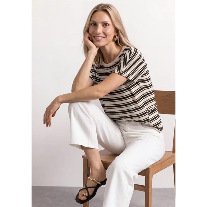 Shirt met gebreide look en ronde hals