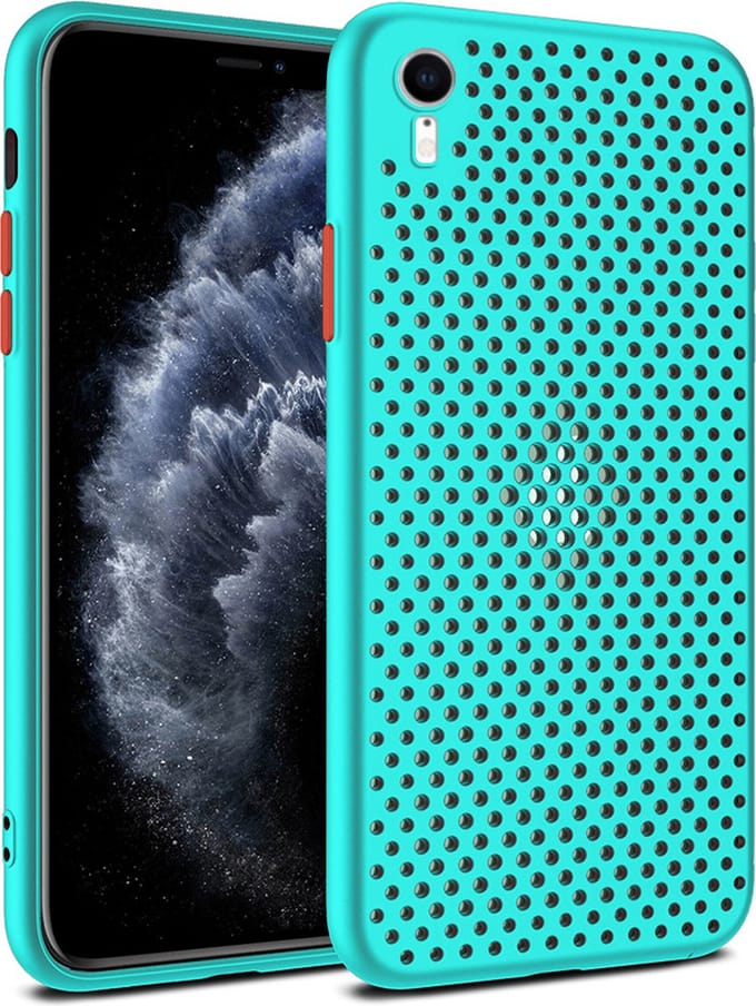 Smartphonica iPhone Xr siliconen hoesje met gaatjes - Blauw geschikt voor Apple iPhone XR