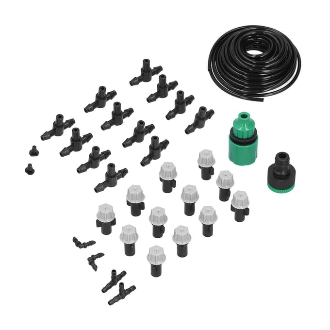 Irrigatieset 10m Slang Besproeiingssproeier Prikvrij Automatisch Vernevelend Mondstuk Tuinirrigatie black