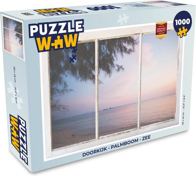 Puzzel Doorkijk - Palmboom - Zee - Legpuzzel - Puzzel 1000 stukjes volwassenen