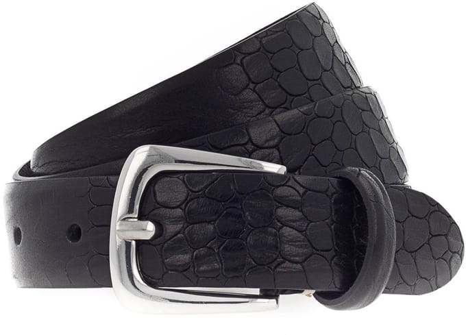 b.belt Leren riem Charlisa Silver Belt W105 Black zwart
