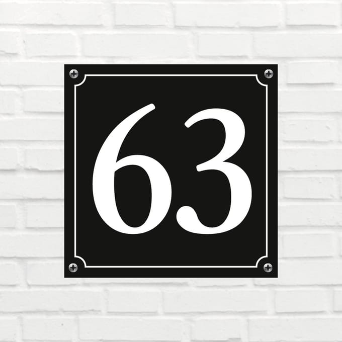 Huisnummerbord Mat zwart Deluxe - Nummer 63 - incl. bevestiging