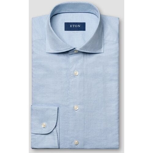 Eton Overhemd Luxury Cotton Silk Fine Twill Licht Blauw / male