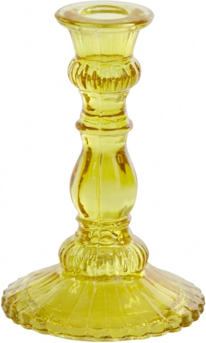 Light & Living Kandelaar Aguma Glas Geel 12 x 23cm