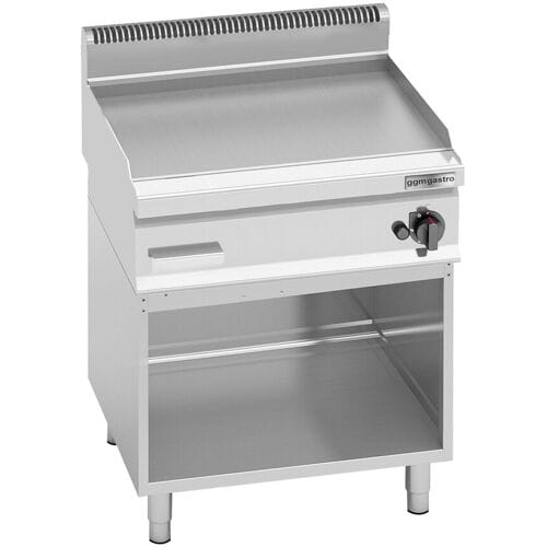 GGM Gastro Gasbakplaat - 8kW - Glad - Bakoppervlak: 596x430mm - met open onderbouw zilver