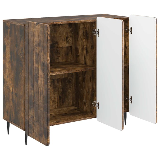 vidaXL - Dressoir - Gerookt - eiken - 89 - x - 34,5 - x - 82 - cm - Bewerkt - hout