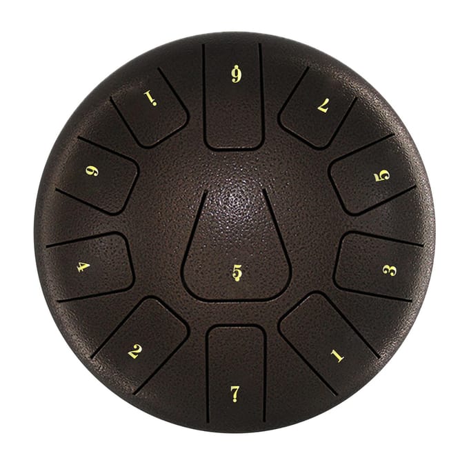 Tambour à langue en acier de 8 pouces, 11 Notes, tambour à main avec maillet, pics à doigts, Percussion pour brun foncé