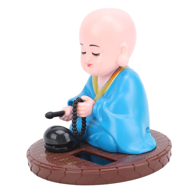 Kleine Monnik Figuur Zonne-energie Grappige Auto Schuddend Hoofd Speelgoed Chinese Kleine Monnik Beeld Auto Dashboard roze