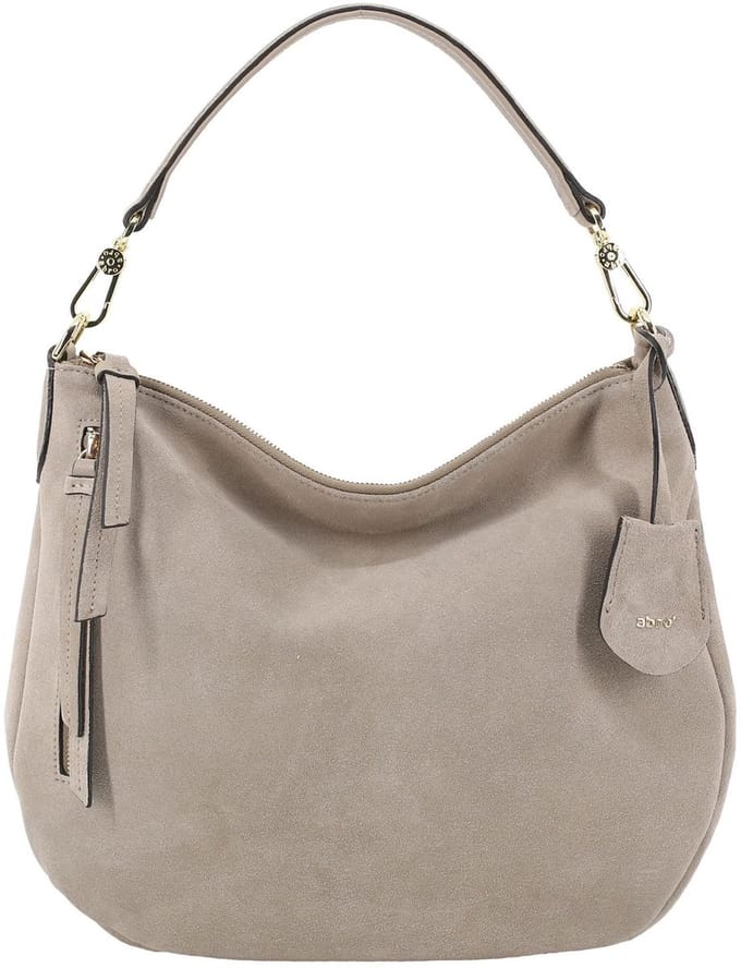 abro Leren schoudertas Leather Suede Hobo Juna Bag Siena Taupe