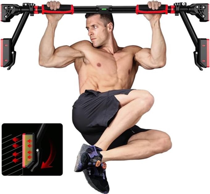 Pull-Up Bar voor Deurkozijn – Zonder Schroeven – Verstelbare Deurrekstok – Antislip Handgrepen – Voor Krachttraining Thuis
