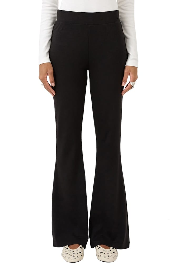 Dames mid-rise flared ribbed jersey broek QS