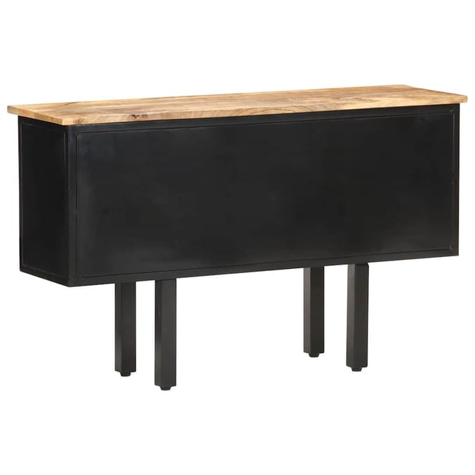vidaXL - Dressoir - 110x30x65 - cm - massief - ruw - mangohout - en - staal
