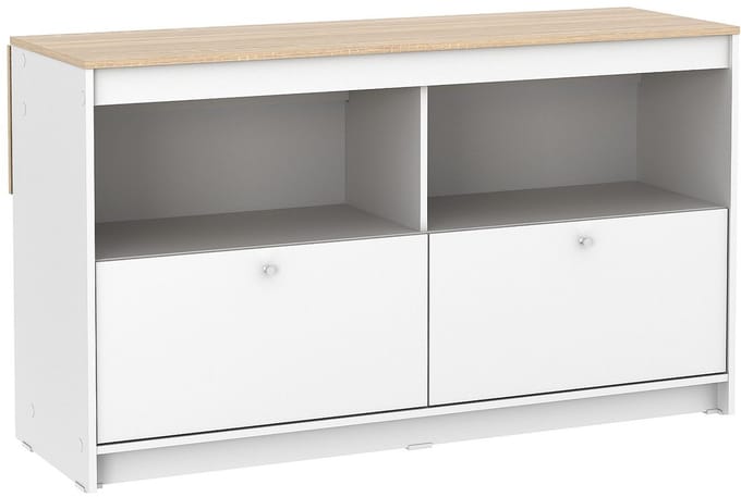 Vente-unique Keukeneiland met 2 deuren en 2 nissen - Wit en eiken - TEKYNA