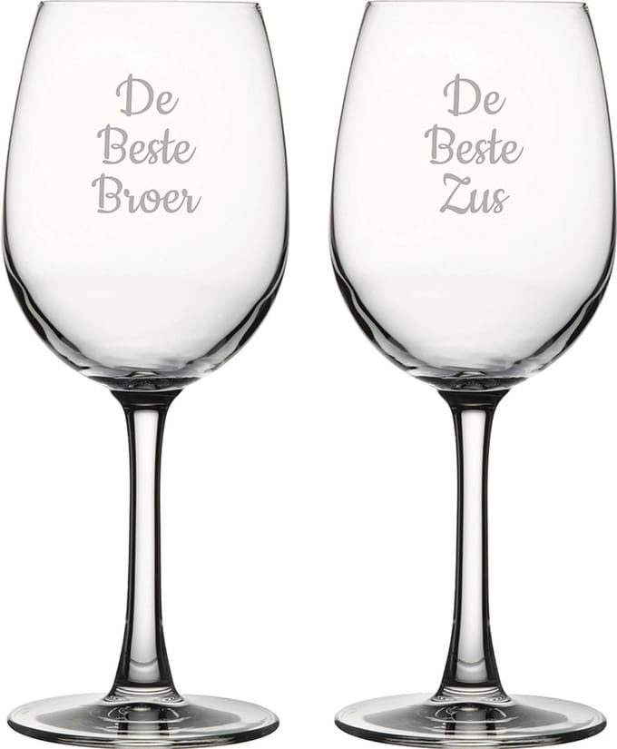 Gegraveerde witte wijnglas 36cl De Beste Broer- De Beste Zus