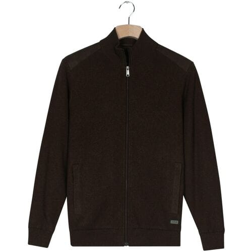 Baileys Vest Cotton Cashmere Lined Cardigan Zip Structure Knit Dark Brown / male
