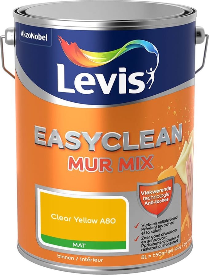 Levis - Easyclean Mur Mat Mix - Clear Yellow A80 - Mengverf - 5 L