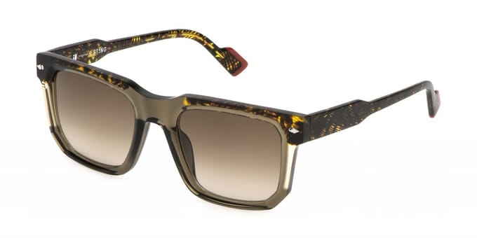 Sting SST518V Marrone oliva lucido 52/21/145 MAN Zonnebrillen