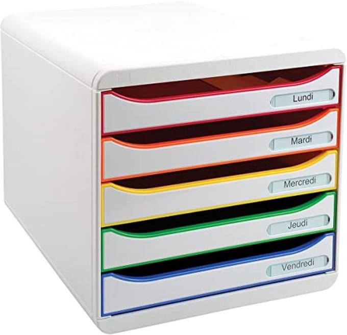 Ladebox voor Bureau - 5 Laden voor A4+ Documenten - Praktisch en Ruimtelijk - Witte Kleur