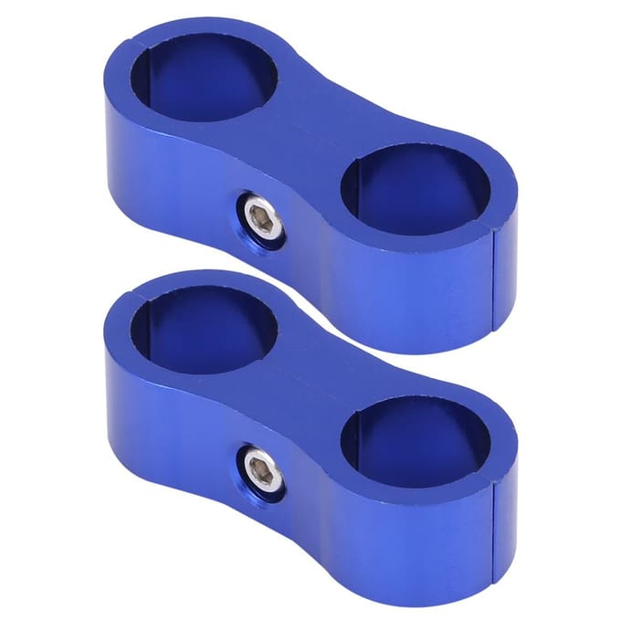 2 stuks AN6 Gevlochten Slang Separator Klem Fitting Adapter Beugel Universeel Blue blauw
