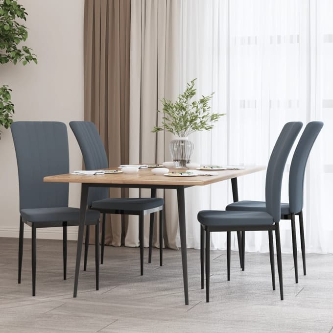 vidaXL - Eetkamerstoelen - 4 - st - fluweel - donkergrijs