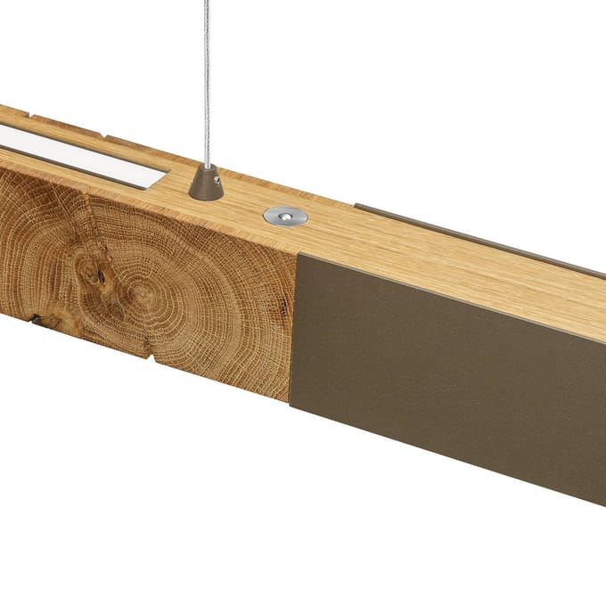 HerzBlut LED hanglamp Lana del bronco, hout, dimbaar