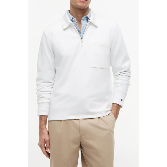 Tommy Hilfiger Essential Terry Quarter-zip White Größe: S | Pullover Outlet | Herren | Weiß