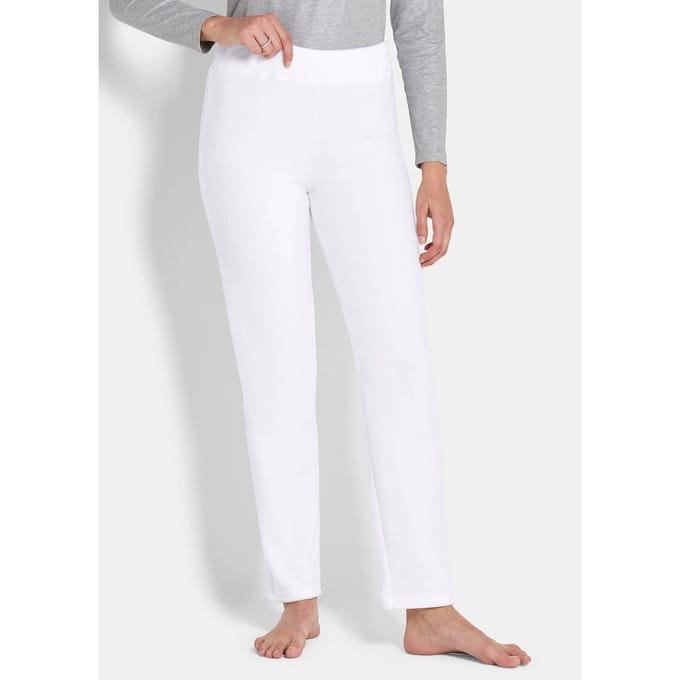 Broek met een elastische tailleband, van zacht microfleece - wit - Gr. 42 van Goldner Fashion