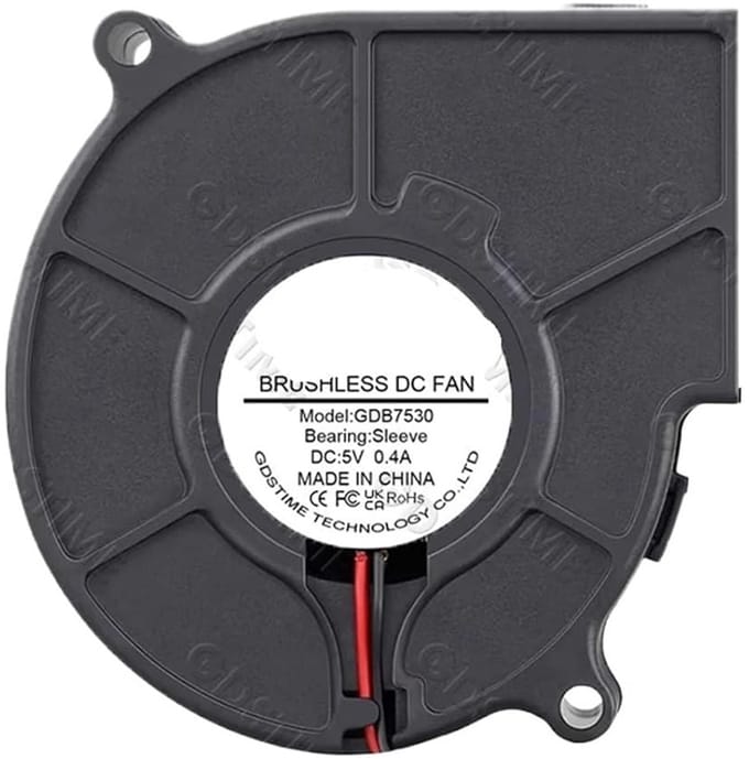 Radiale Ventilator - Centrifugaal Ventilator - Koeling Componenten - Dubbele Kogellagers - 75 x 75 x 30 mm - Zwart